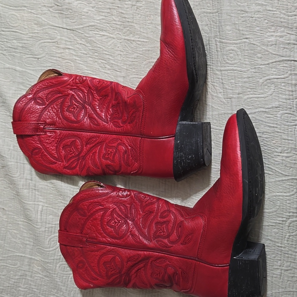 Ariat Heritage Western Boots Womens Size 7 B Red Leather Floral R-Toe 15761 - Picture 9 of 11